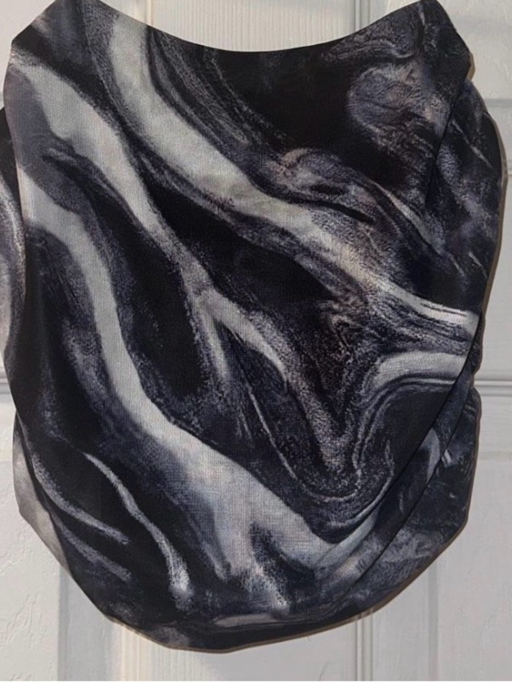 Windsor Black and Gray Marble-Print Mini Skirt